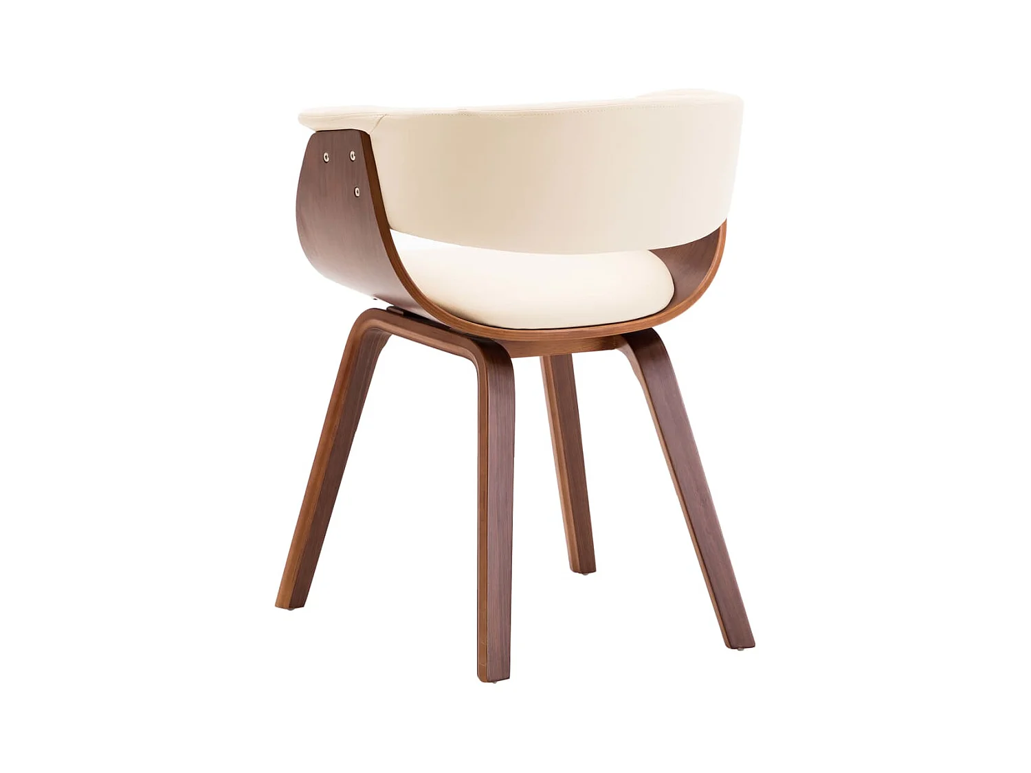 Sillas de comedor 4 unidades madera curvada y cuero sintético crema