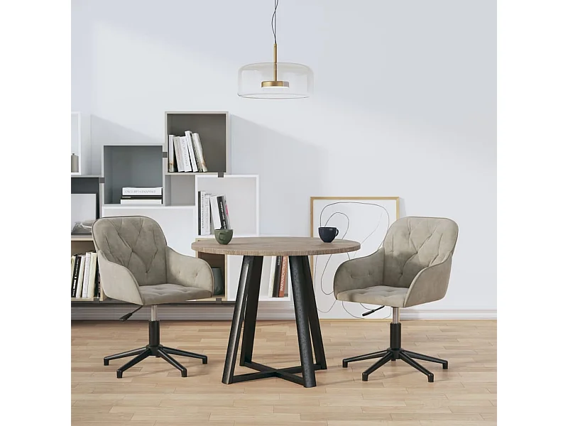 Sillas de comedor giratorias 2 unidades de terciopelo gris claro