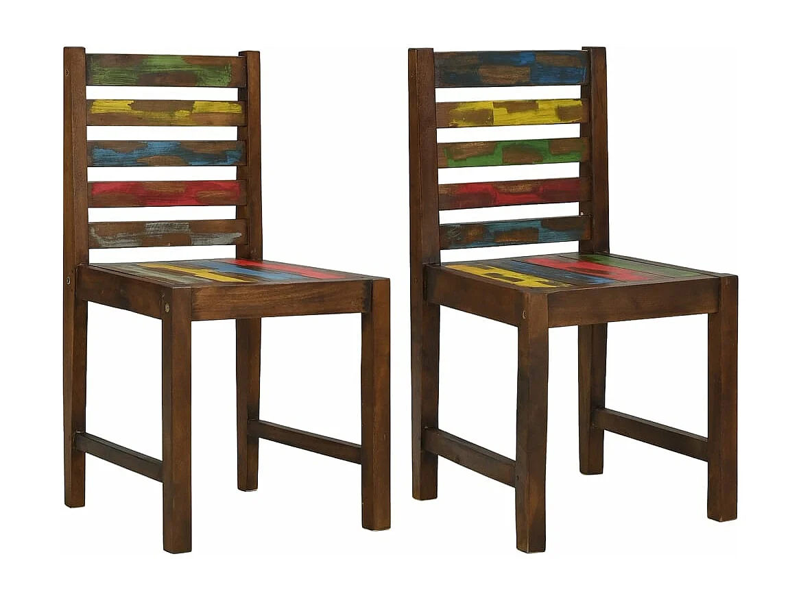 Chaises à manger lot de 2 bois de récupération solide