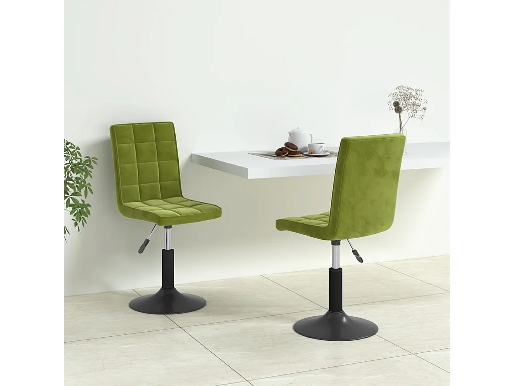 Chaises pivotantes à manger lot de 2 vert clair velours