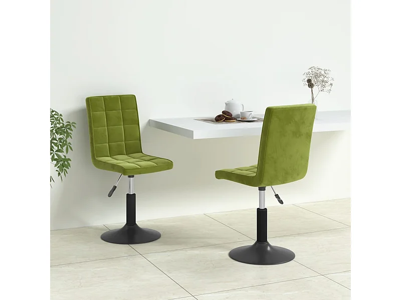 Chaises pivotantes à manger lot de 2 vert clair velours