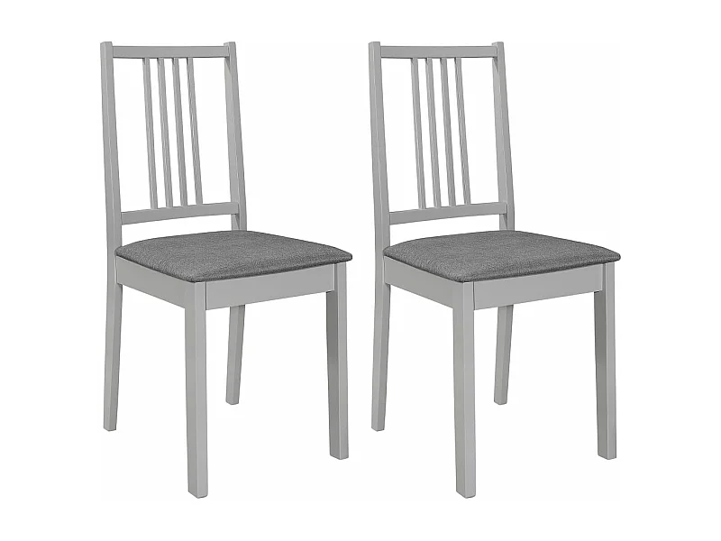 Chaises à manger avec coussins lot de 2 gris bois solide