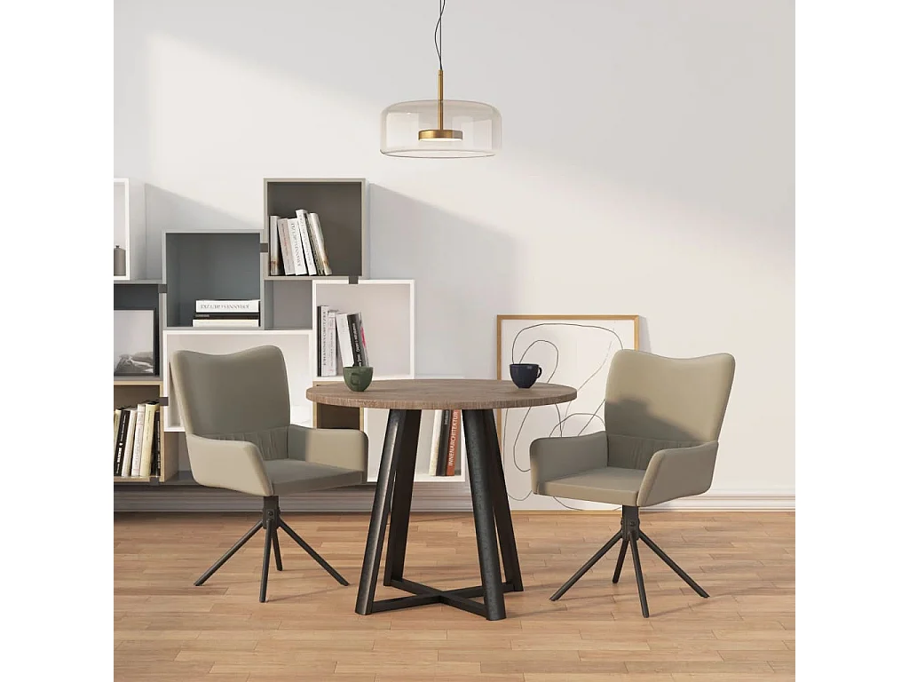 Chaises pivotantes à manger lot de 2 Gris clair Velours