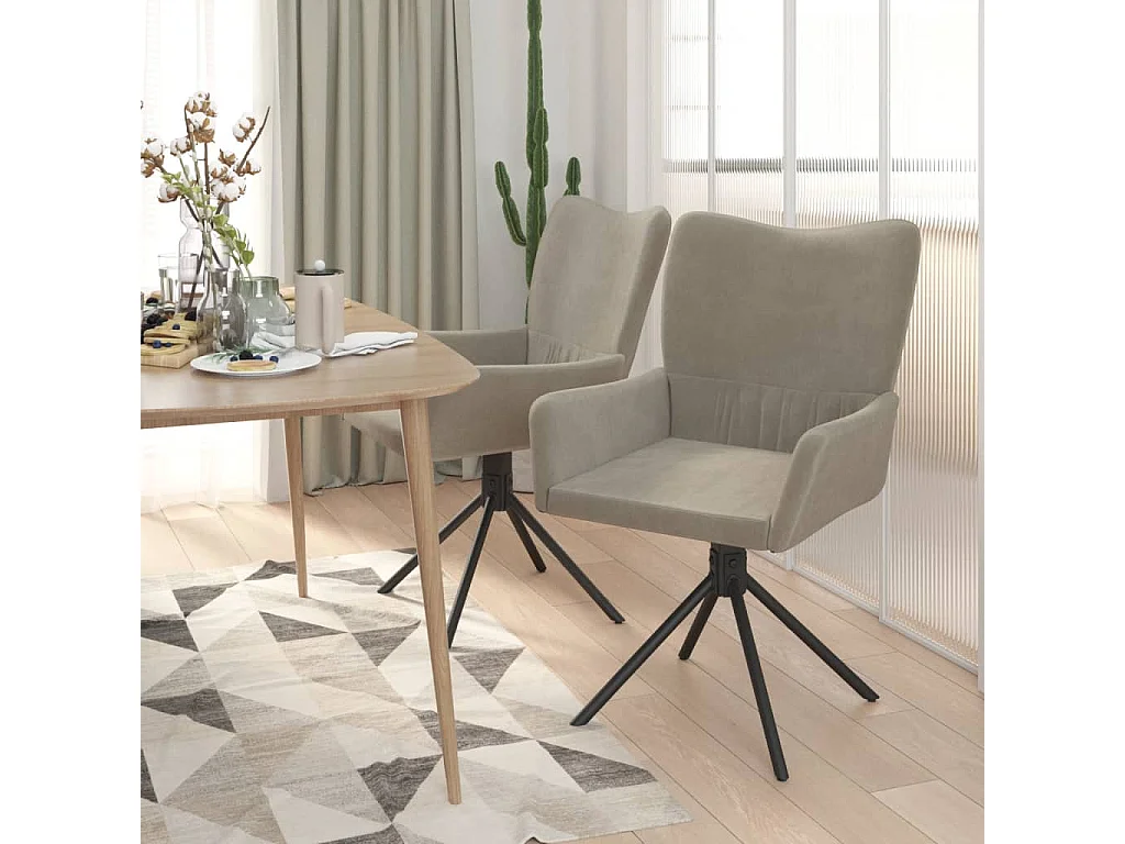 Chaises pivotantes à manger lot de 2 Gris clair Velours