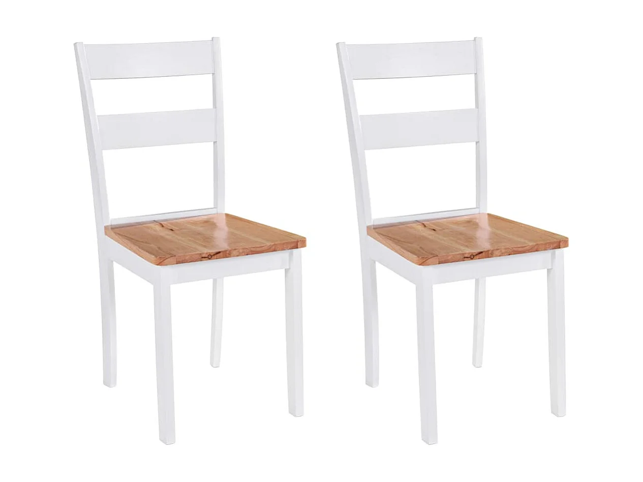 Chaises à manger lot de 2 blanc bois d'hévéa massif
