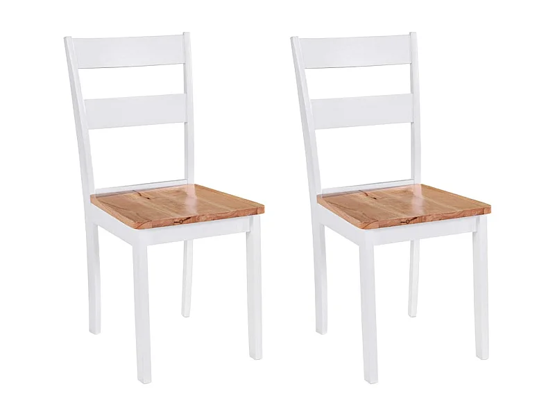 Chaises à manger lot de 2 blanc bois d'hévéa massif