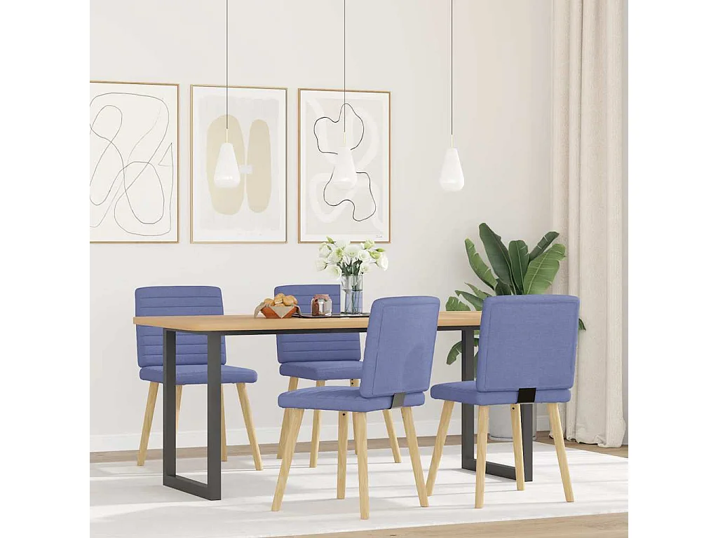 Sillas de comedor 4 unidades tela azul jeans