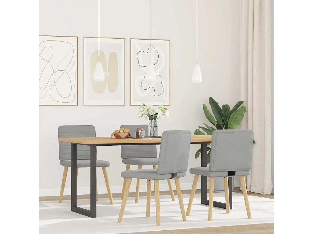 Eetkamerstoelen 4 stukkenstof wolk grijs