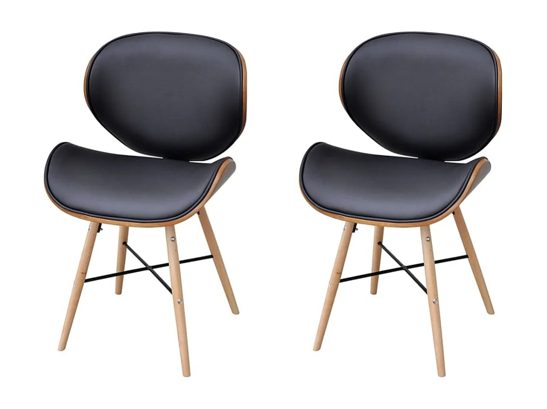 Eetkamerstoelen 2 stukkengebogen hout en kunstleer