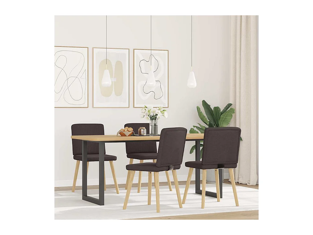 Chaises à manger lot de 4 marron foncé tissu
