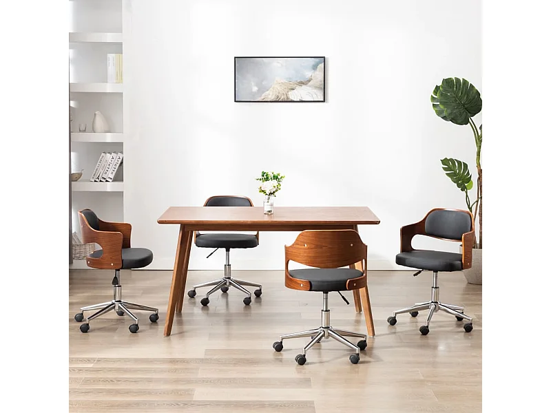 Chaises pivotantes à manger lot de 4 bois courbé et similicuir