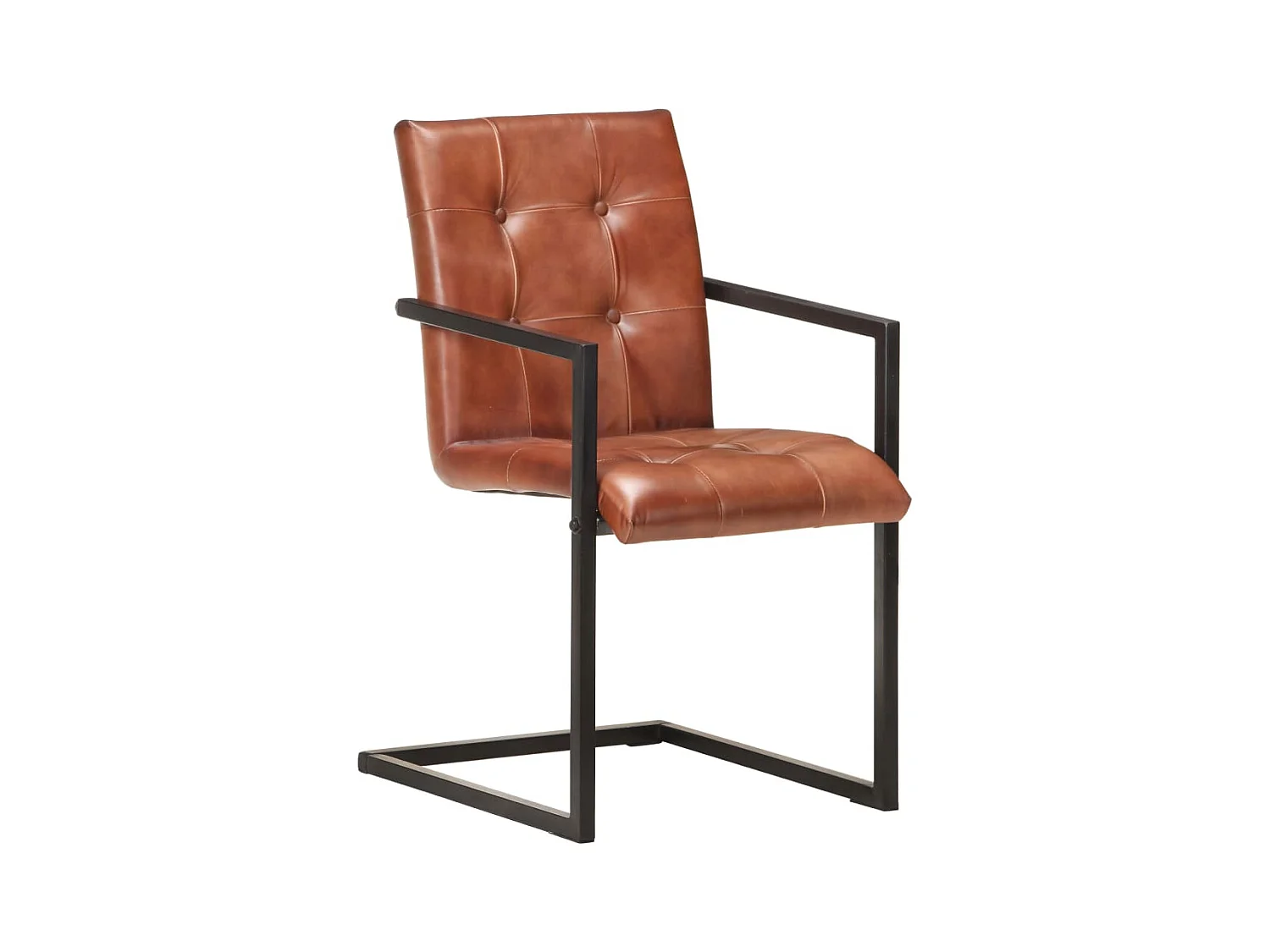 Chaises à manger cantilever lot de 4 marron cuir véritable