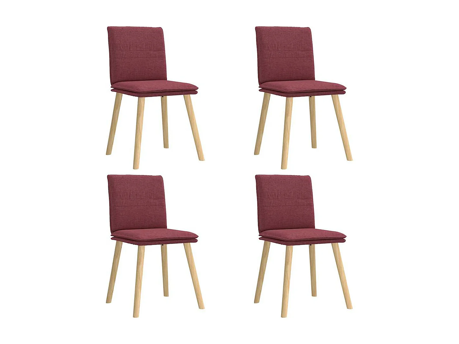 Chaises à manger lot de 4 rouge bordeaux tissu