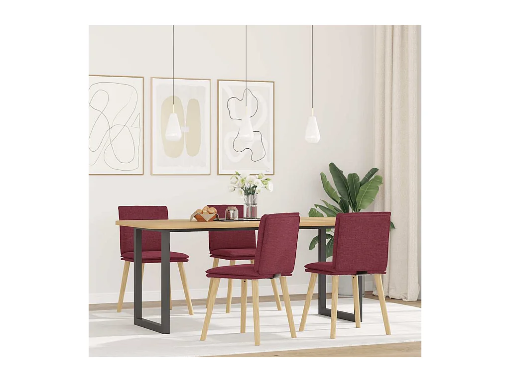 Chaises à manger lot de 4 rouge bordeaux tissu