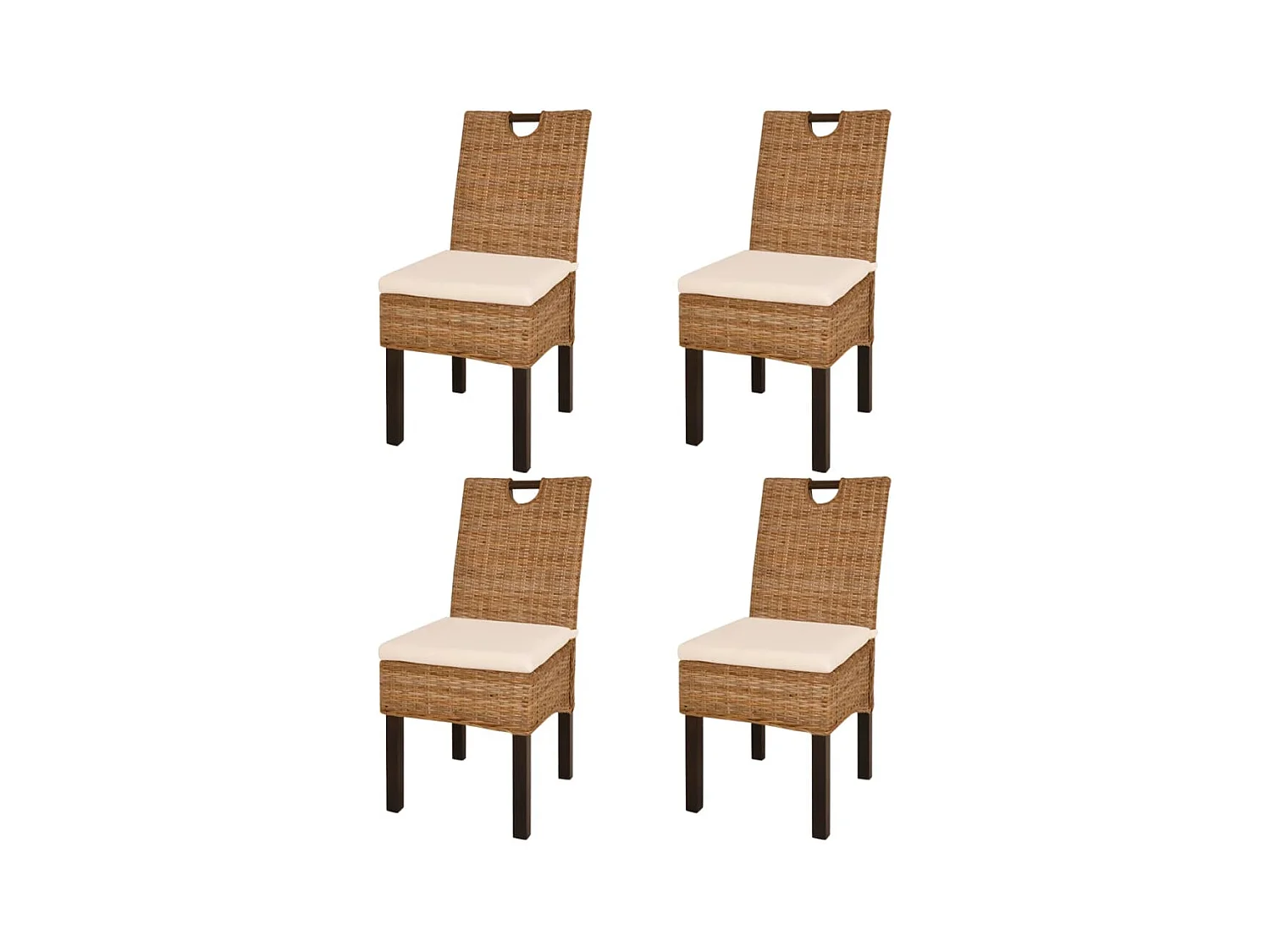 Chaises à manger lot de 4 rotin Kubu bois de manguier