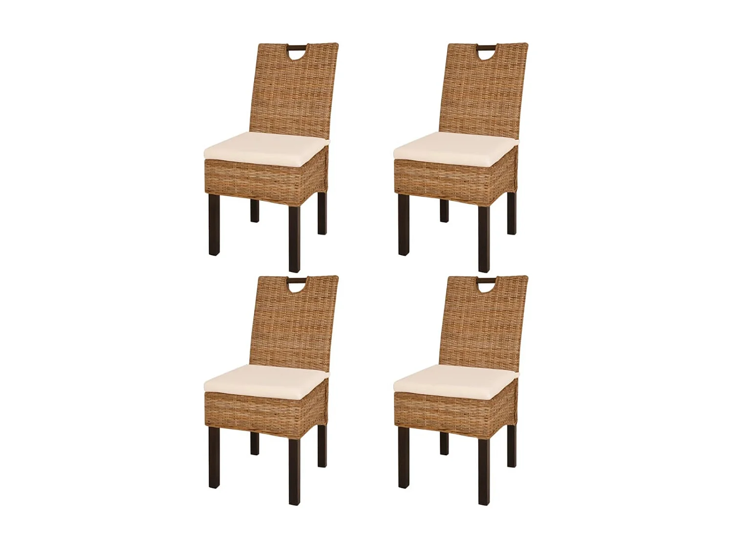 Chaises à manger lot de 4 rotin Kubu bois de manguier