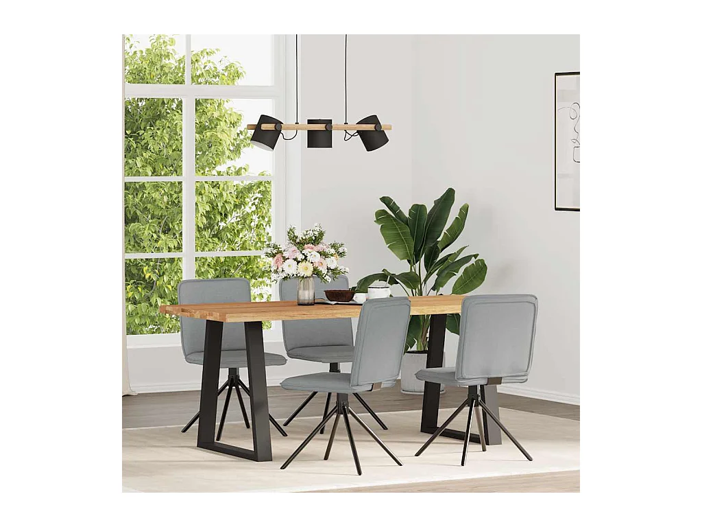 Chaises à manger lot de 4 gris clair tissu