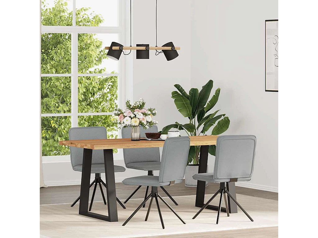 Chaises à manger lot de 4 gris clair tissu