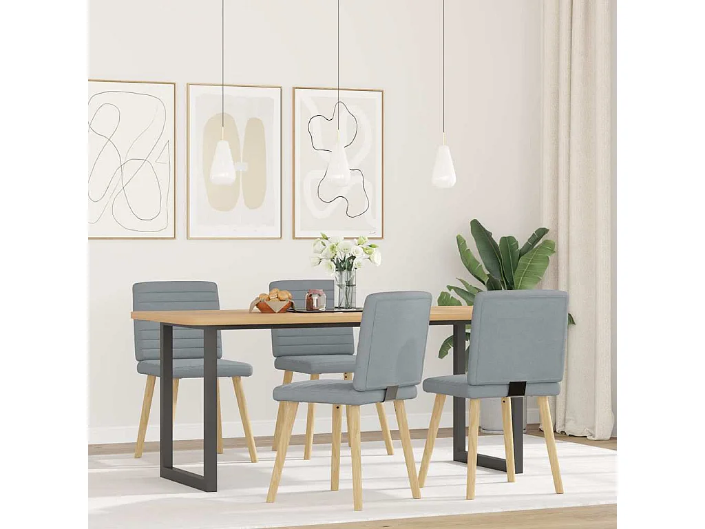 Sillas de comedor 4 unidades tela gris claro