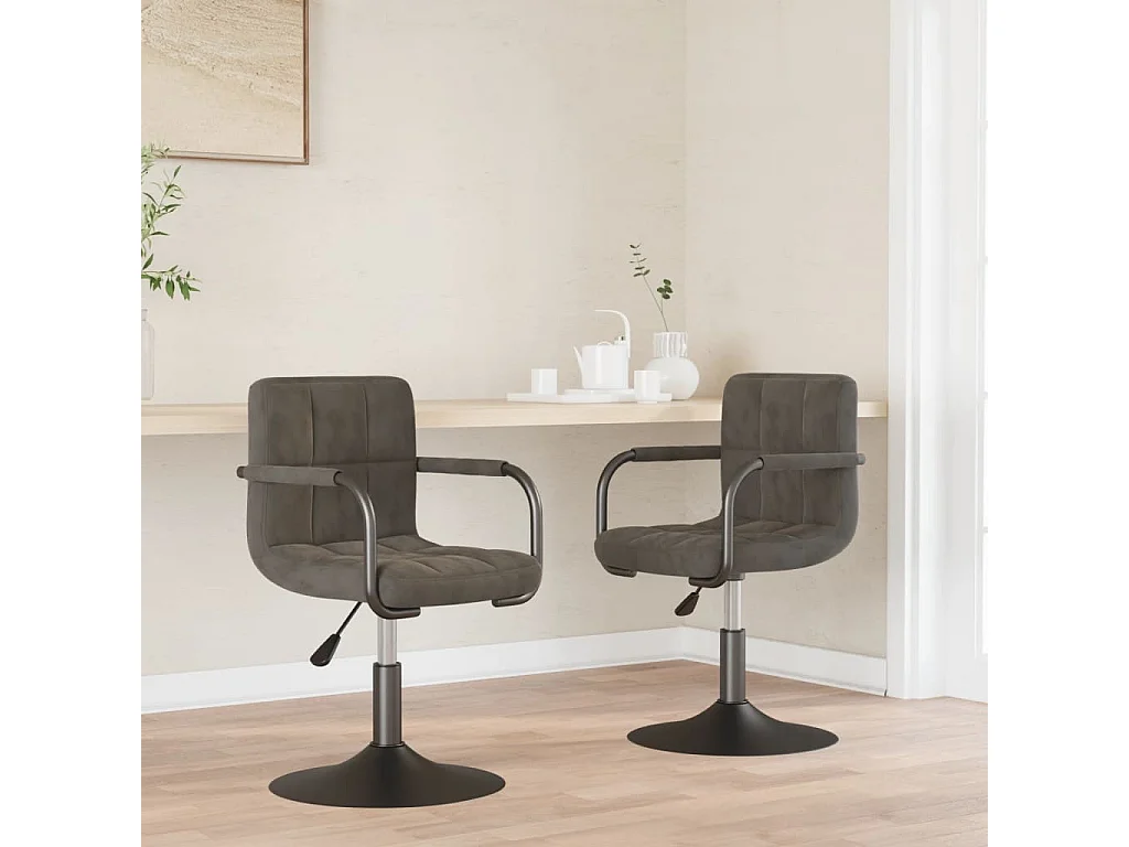 Chaises pivotantes à manger lot de 2 gris foncé velours