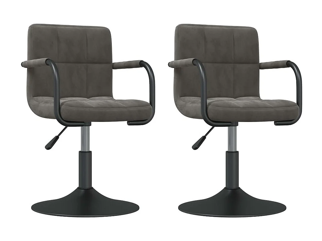 Chaises pivotantes à manger lot de 2 gris foncé velours