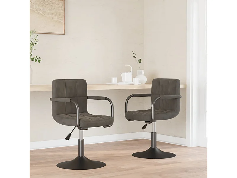 Chaises pivotantes à manger lot de 2 gris foncé velours