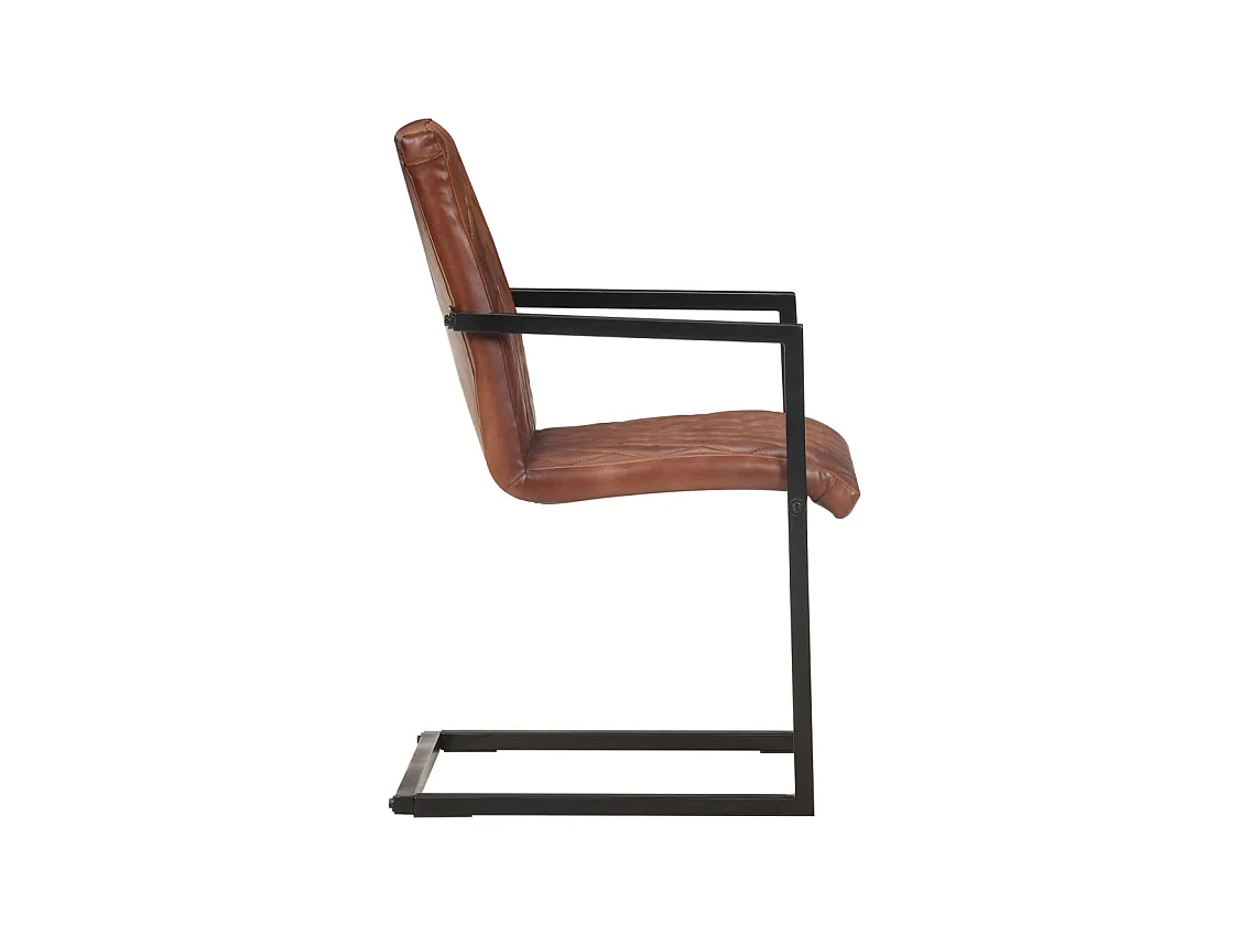 Chaises à manger cantilever lot de 2 marron cuir véritable
