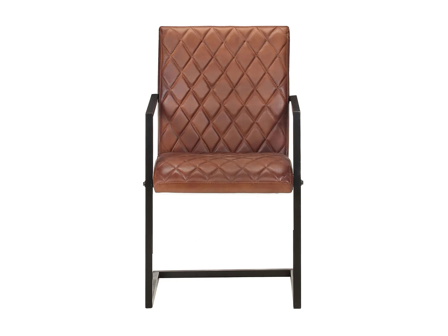 Chaises à manger cantilever lot de 2 marron cuir véritable