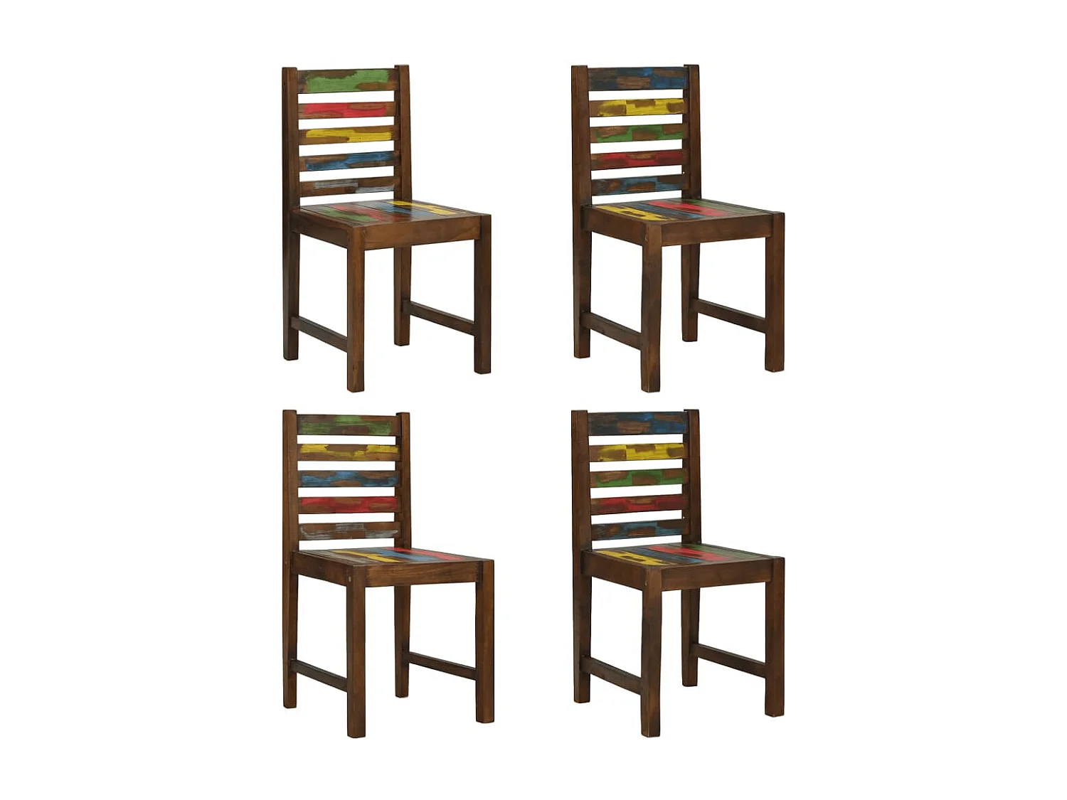 Chaises à manger lot de 4 bois de récupération solide