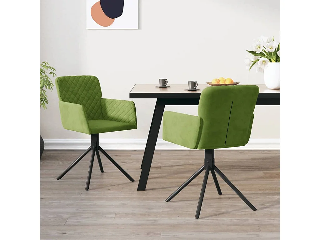 Sillas de comedor giratorias 2 unidades terciopelo verde claro