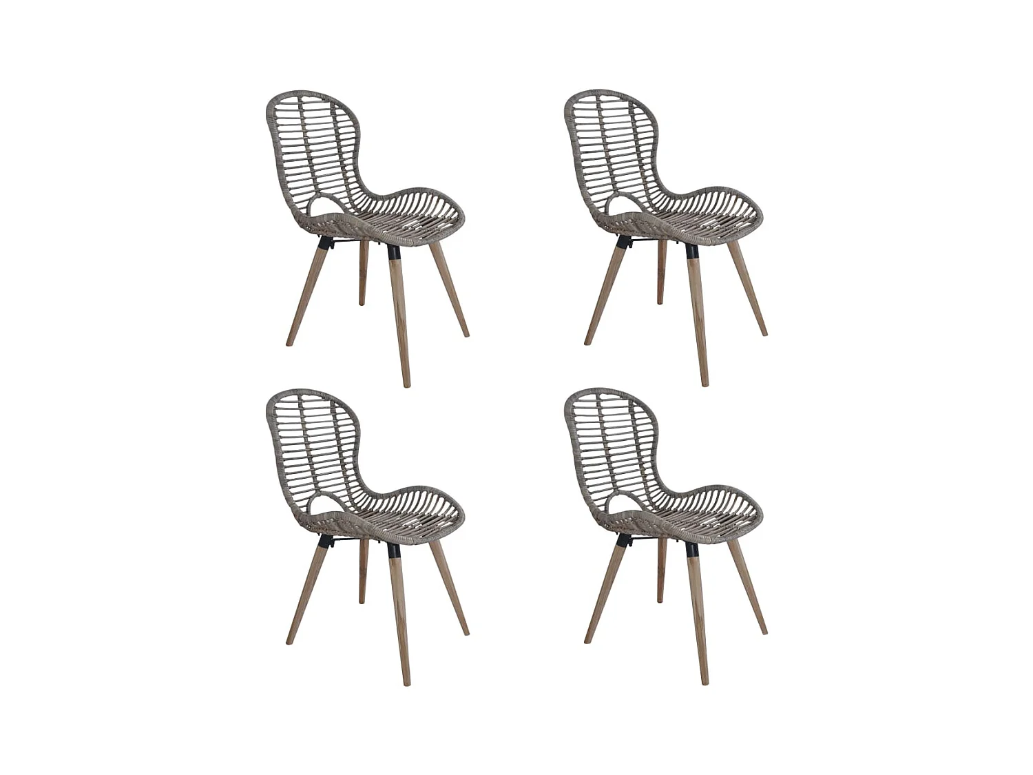 Chaises à manger lot de 4 marron rotin naturel