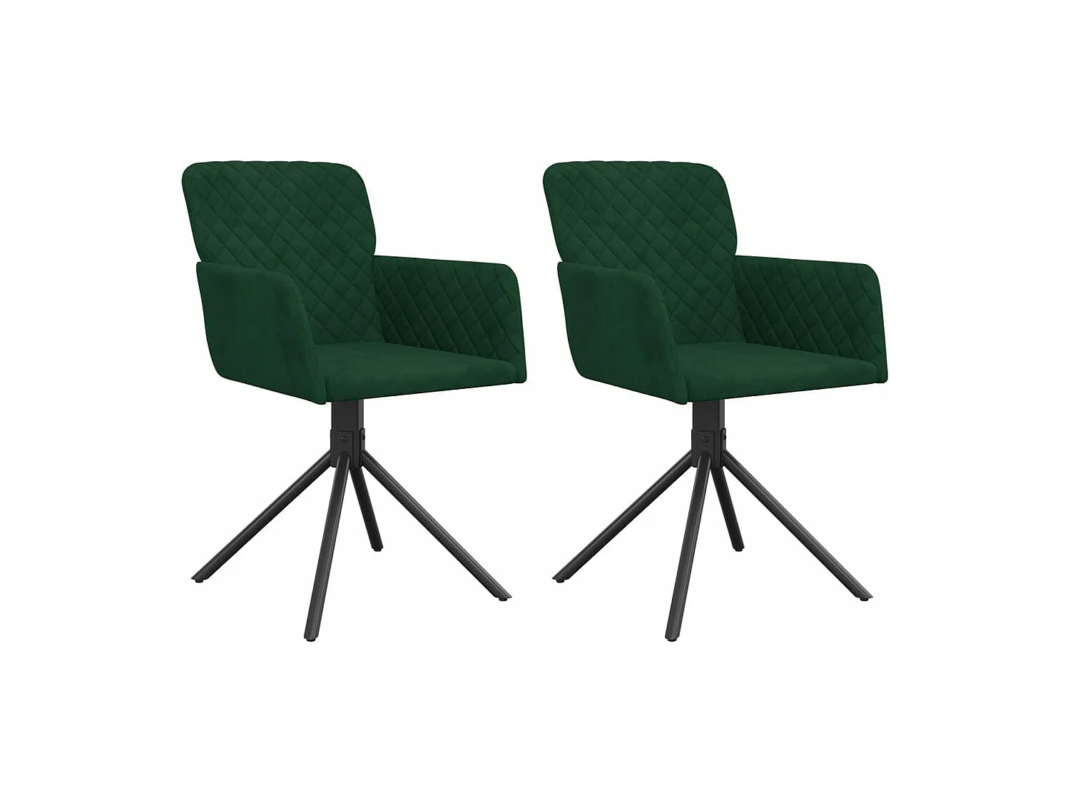 Chaises pivotantes à manger lot de 2 Vert foncé Velours