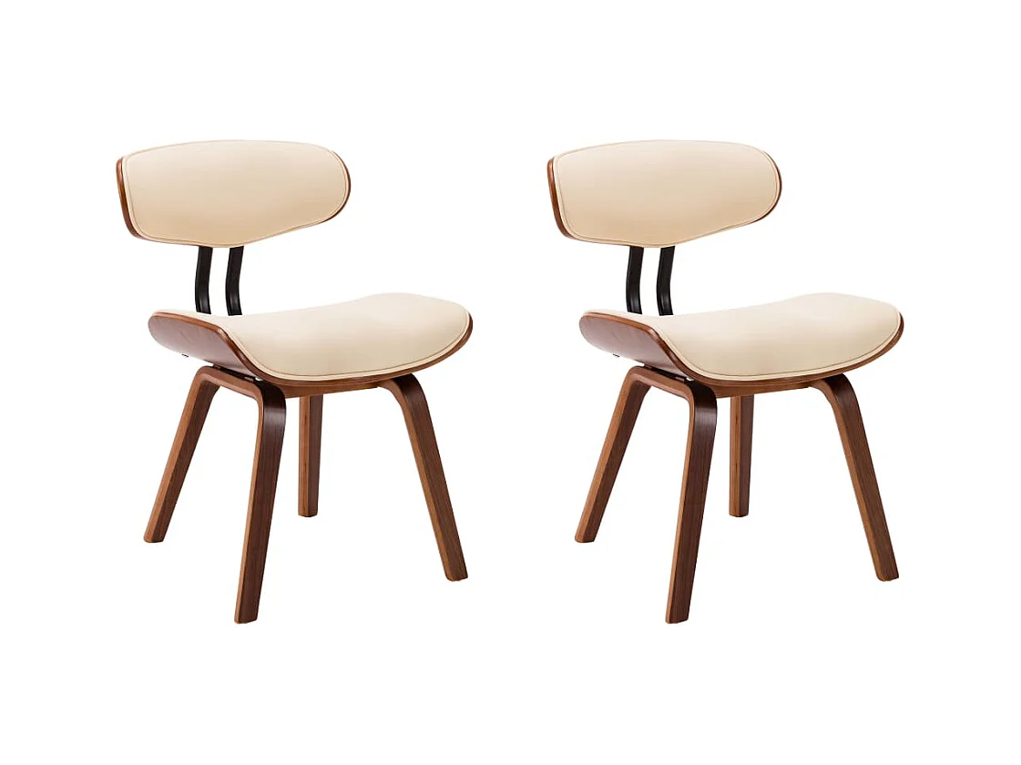 Chaises à manger lot de 2 crème bois courbé et similicuir