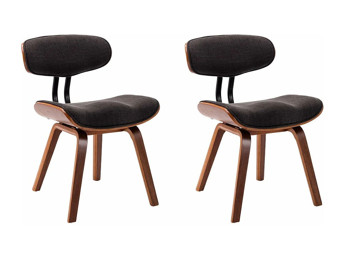 Eetkamerstoelen 2 st gebogen hout en stof grijs