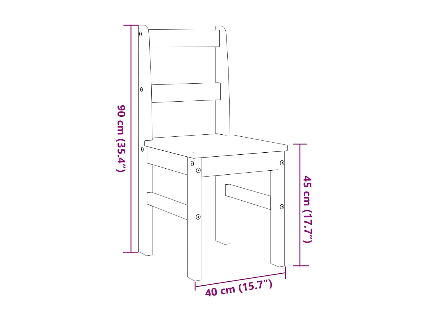 Cadeiras de jantar 2 peças Panama 40x46x90 cm pinho maciço