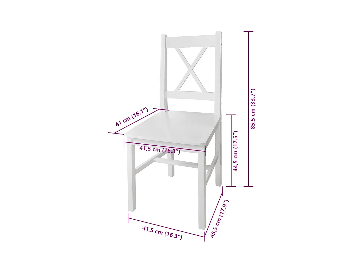 Chaises à manger lot de 4 blanc bois de pin