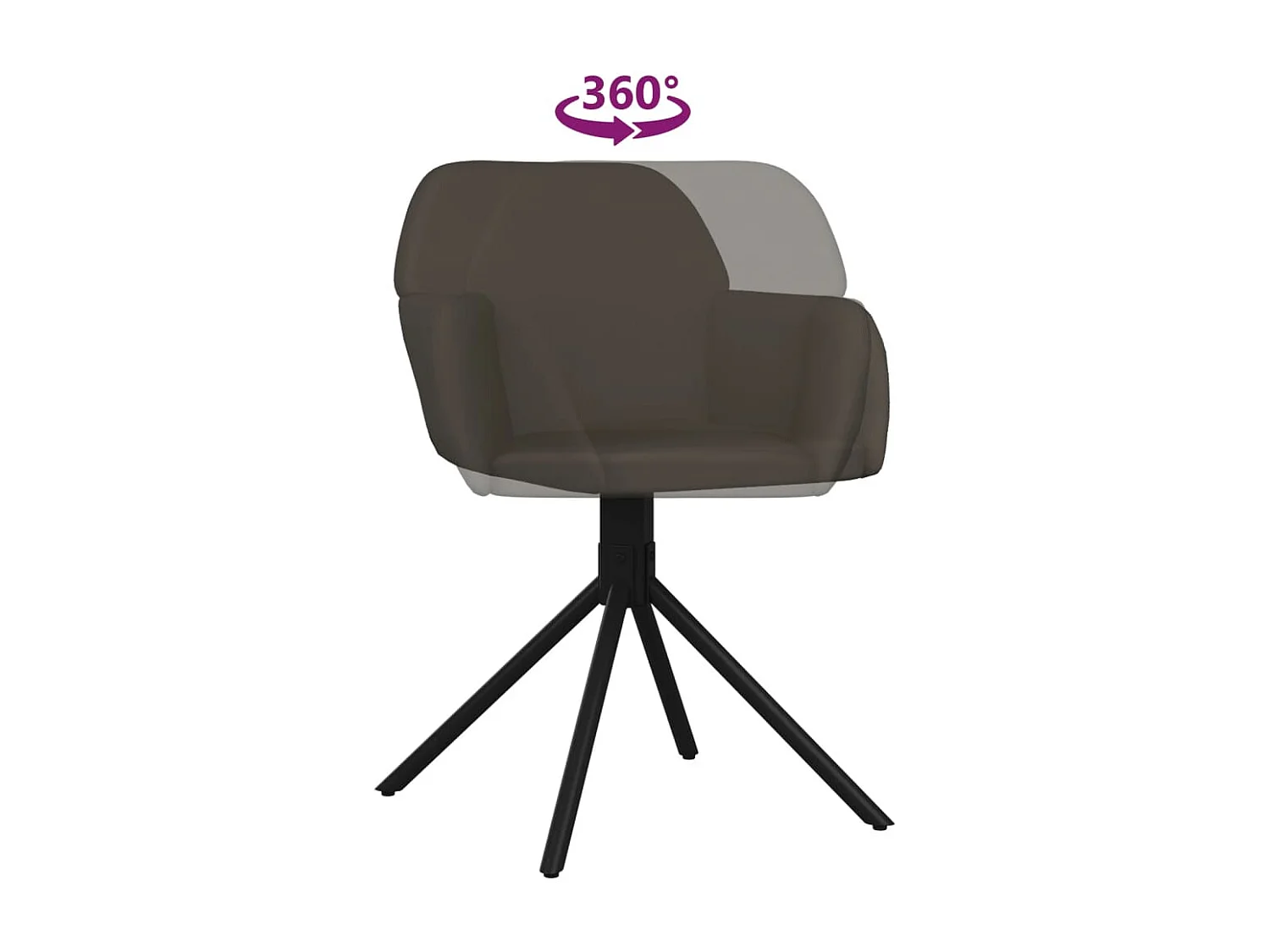 Chaises pivotantes à manger lot de 2 Gris foncé Velours