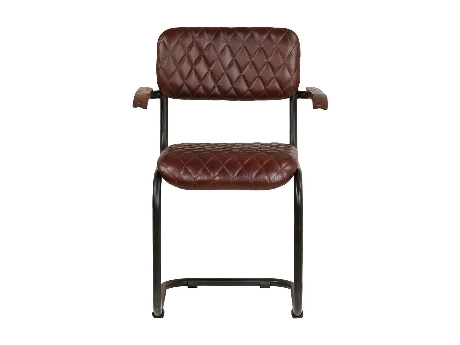 Chaises à manger avec accoudoirs lot de 2 marron cuir véritable