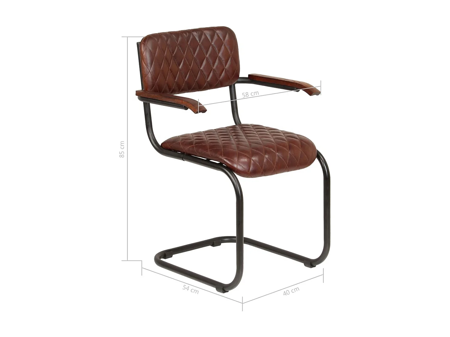 Chaises à manger avec accoudoirs lot de 2 marron cuir véritable