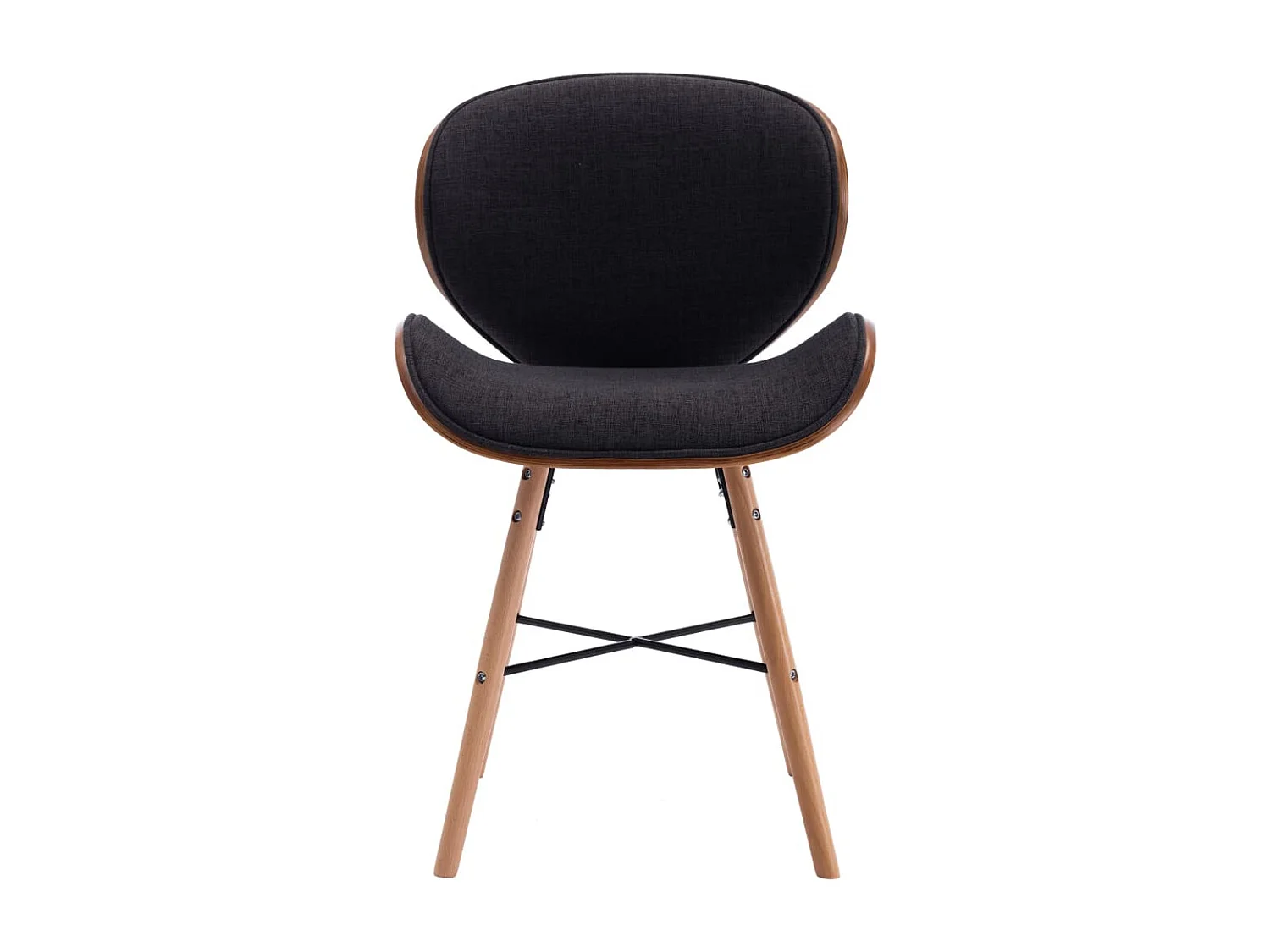 Eetkamerstoelen 2 stukkenstof en gebogen hout donkergrijs