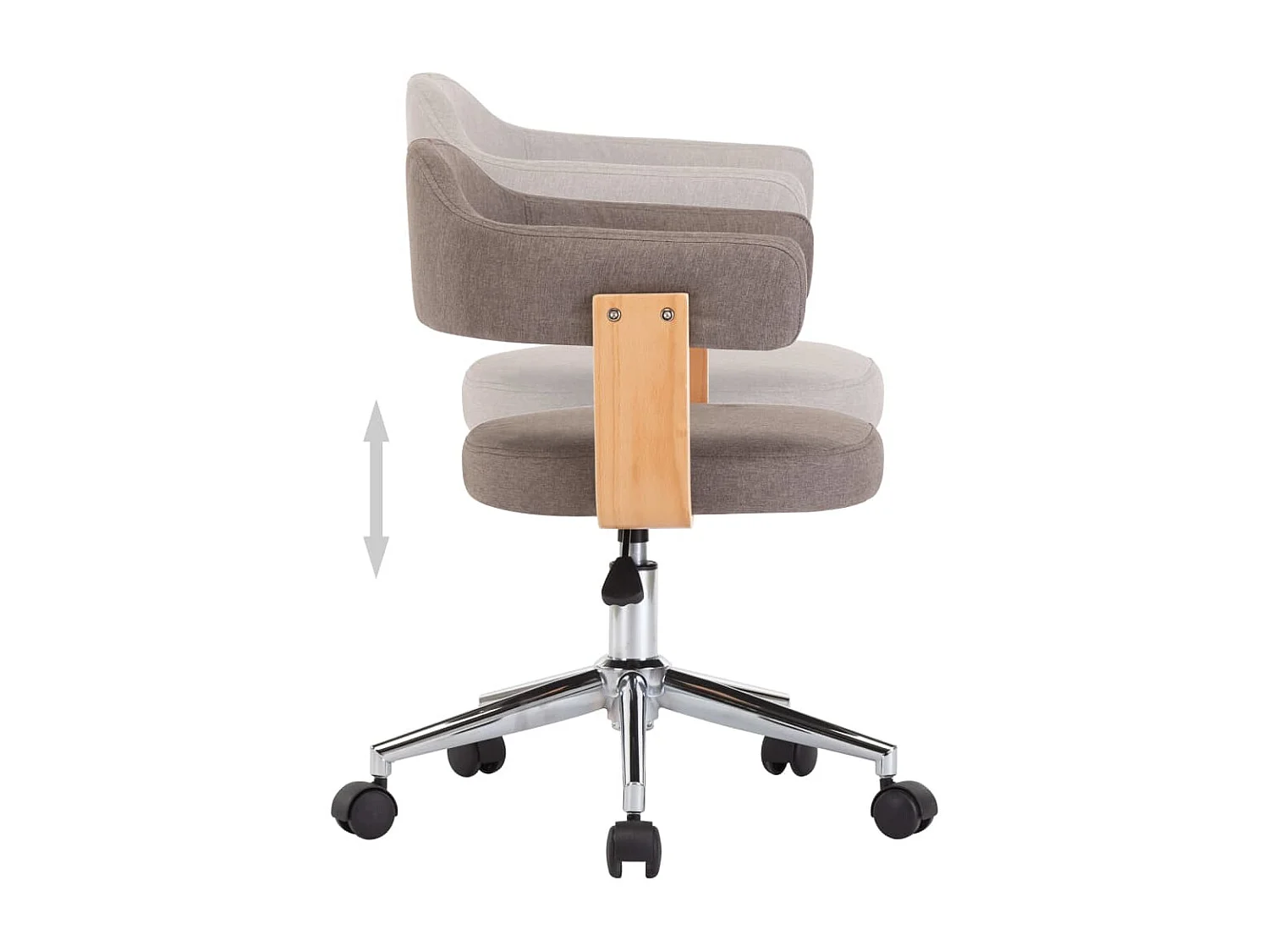 Eetkamerstoelen draaibaar 2 st gebogen hout en stof taupe