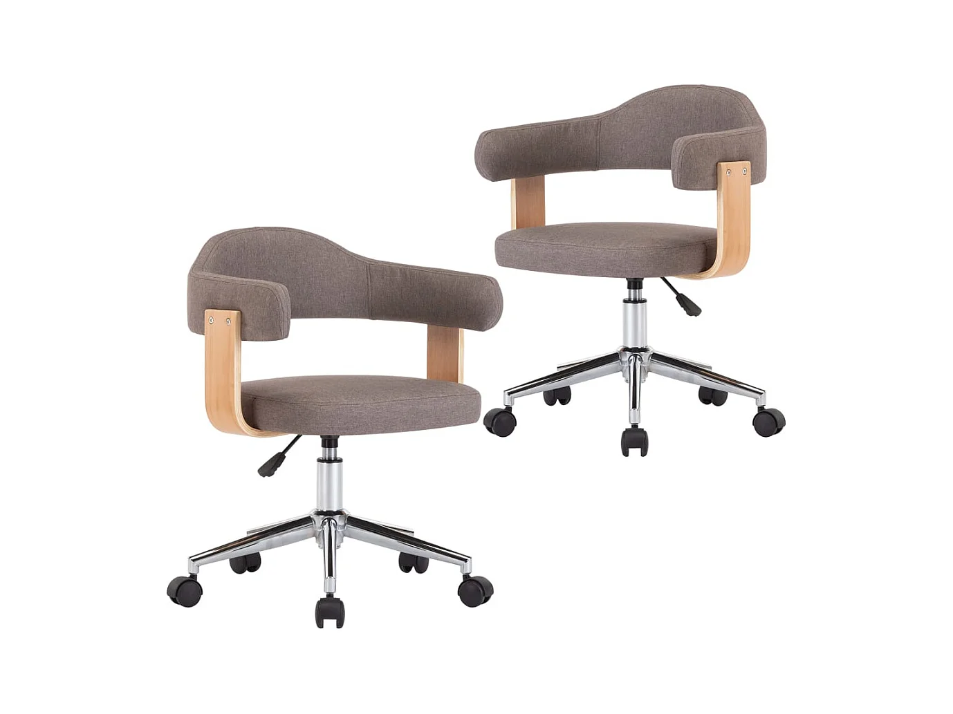 Chaises pivotantes à manger lot de 2 taupe bois courbé et tissu