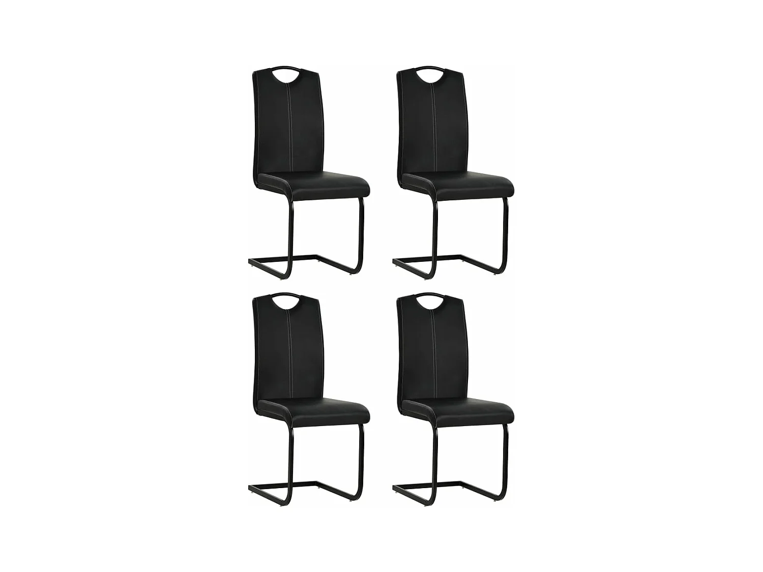 Chaises à manger cantilever lot de 4 noir similicuir