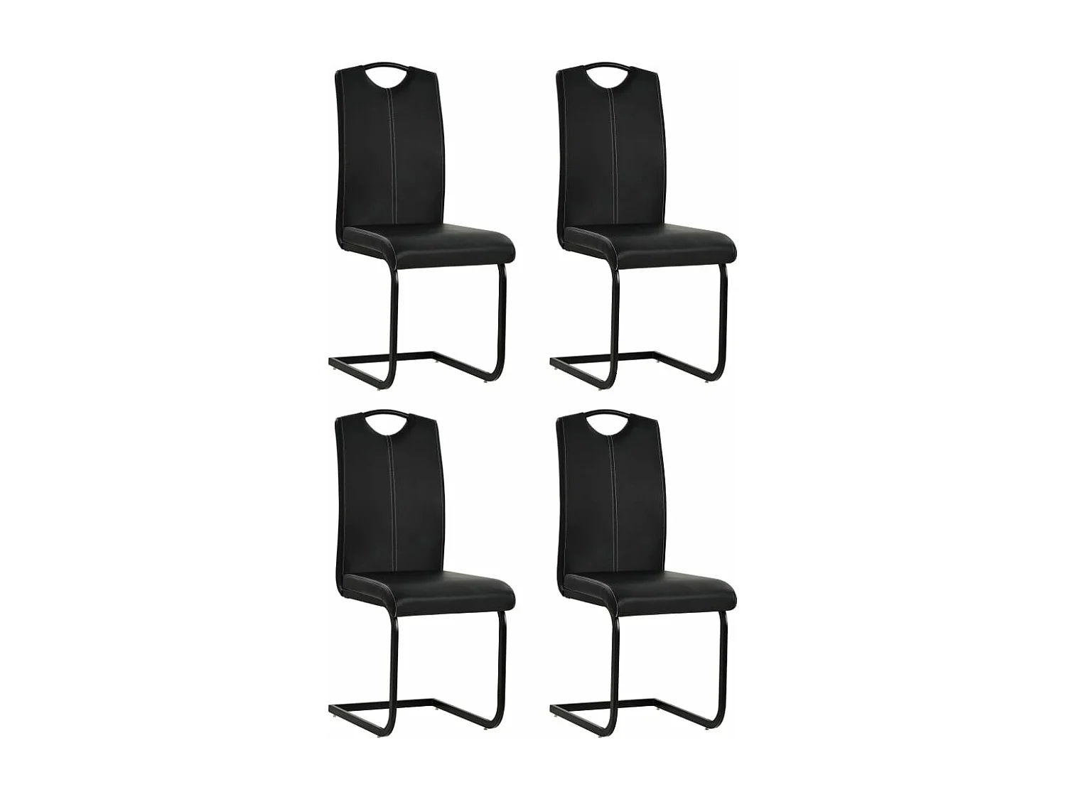 Chaises à manger cantilever lot de 4 noir similicuir