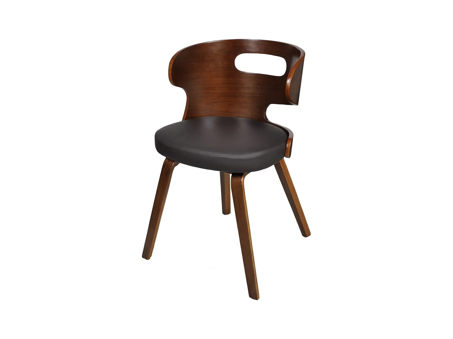 Chaises à manger lot de 4 marron bois courbé et similicuir