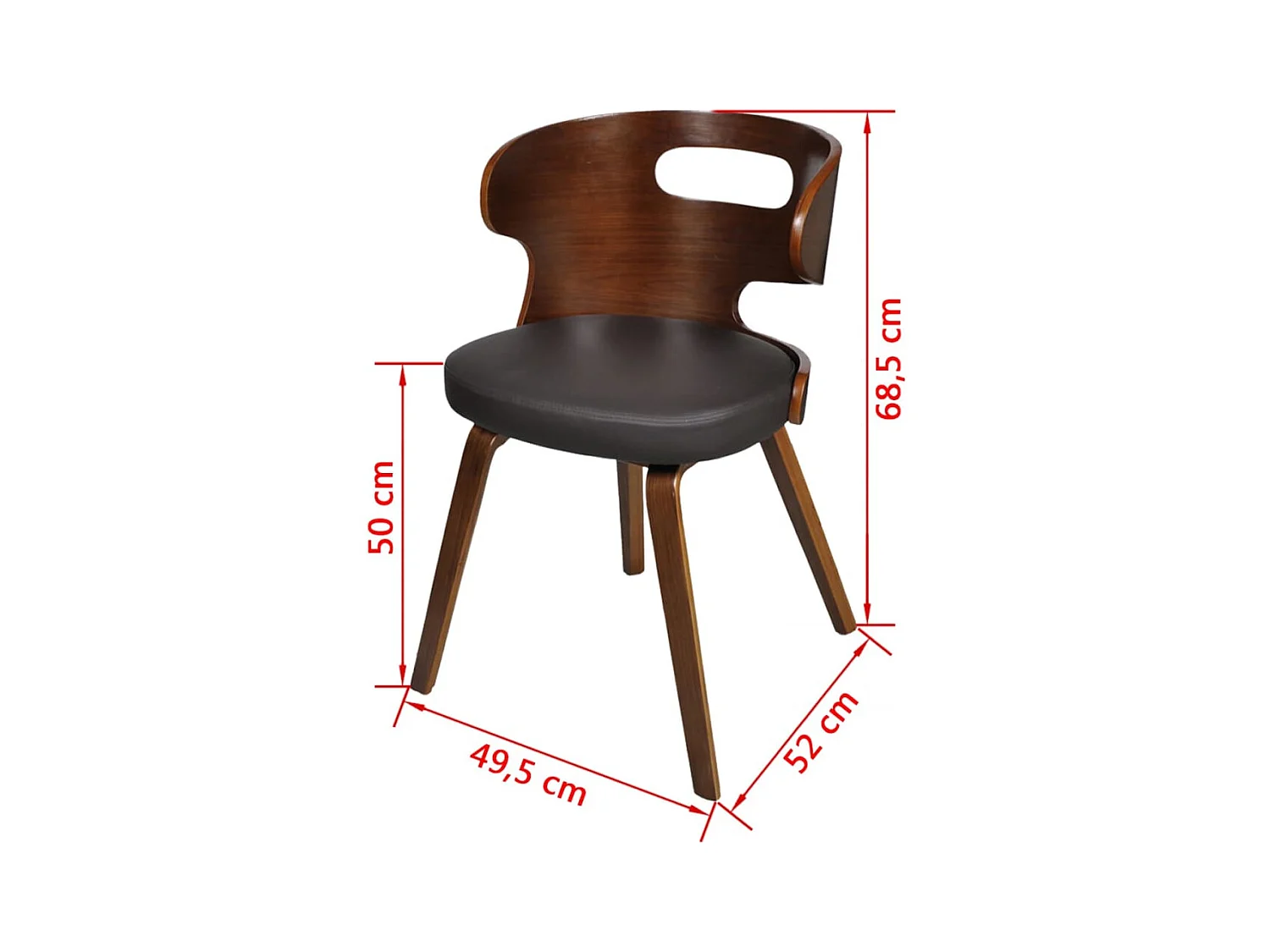 Chaises à manger lot de 4 marron bois courbé et similicuir