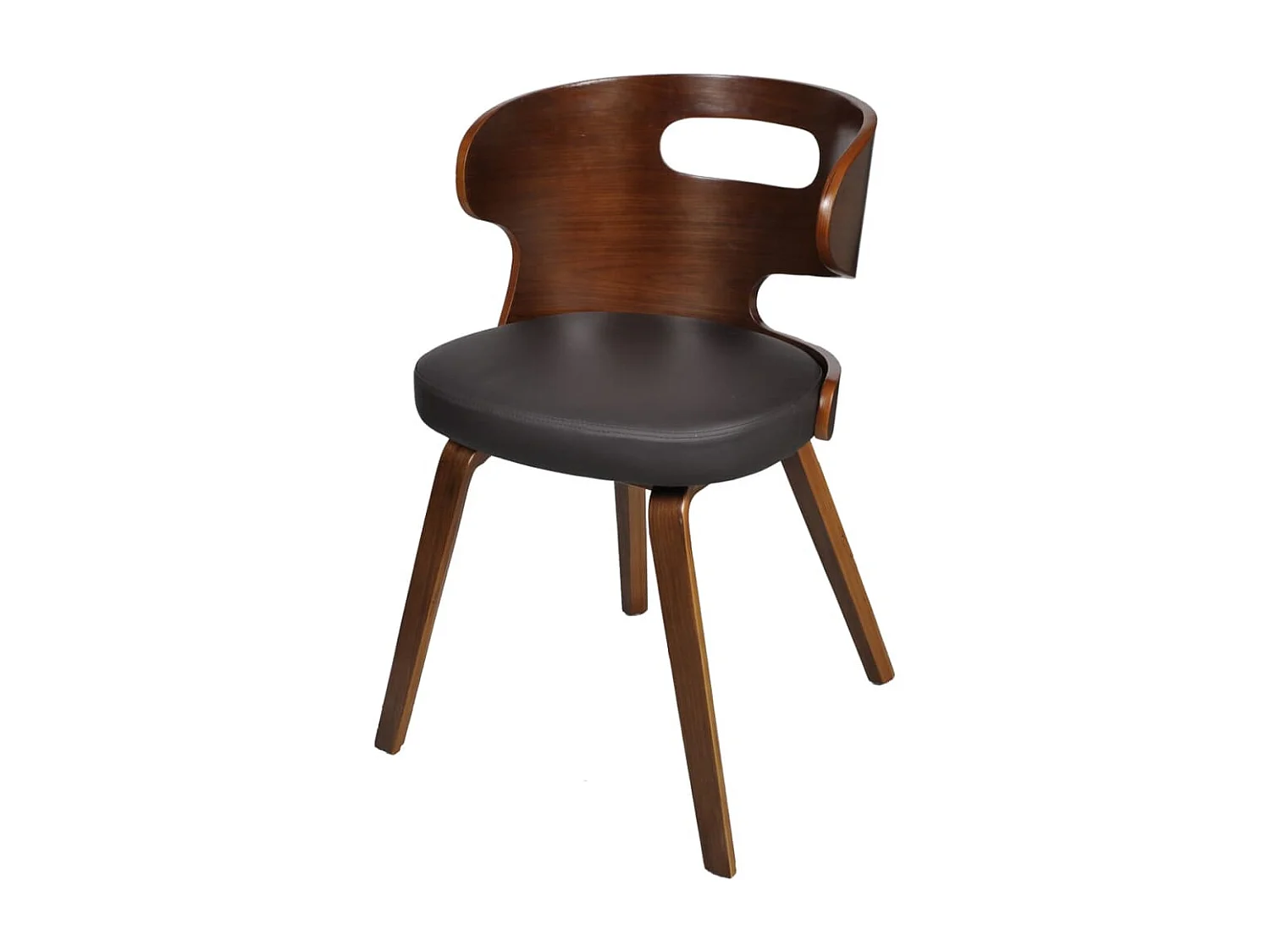 Chaises à manger lot de 4 marron bois courbé et similicuir