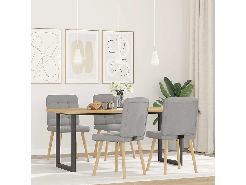 Cadeiras de jantar 4 peças tecido cinza nuvem