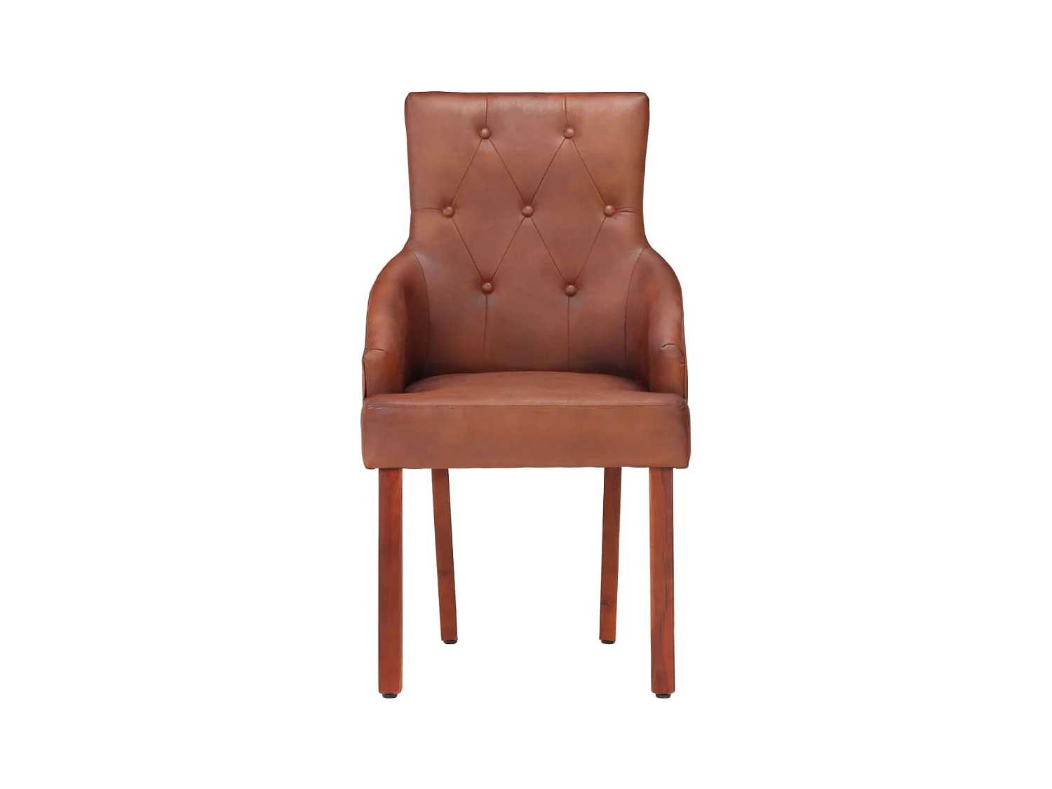 Chaises à manger lot de 4 marron cuir de chèvre véritable