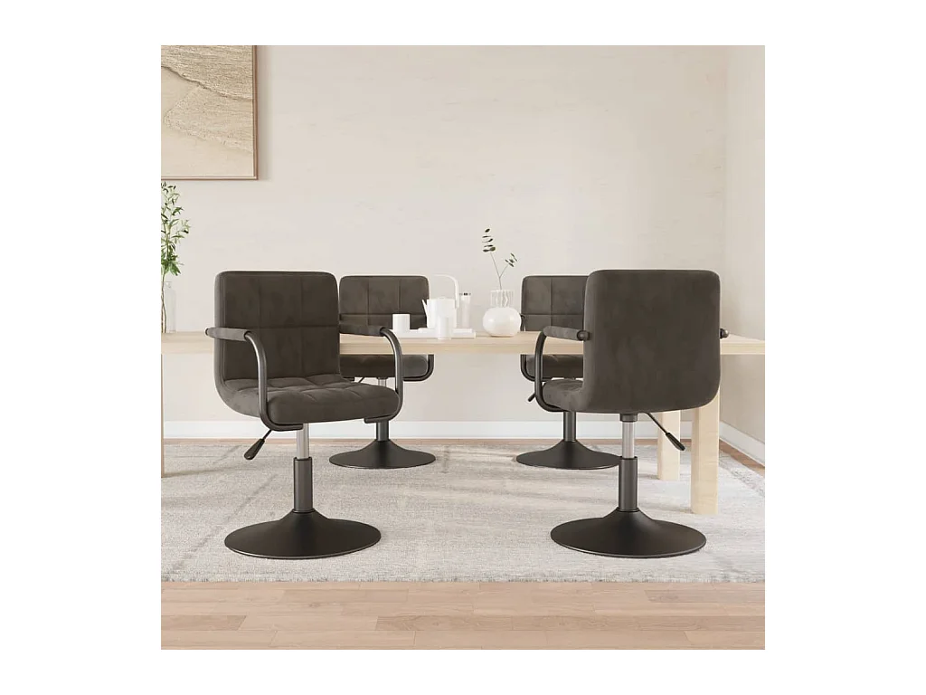 Chaises pivotantes à manger lot de 4 gris foncé velours